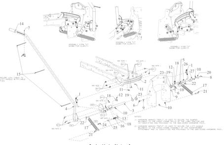 Lift Assembly Diagram and Parts List for 19B40024OEM (42Inch-3x)(2023 & After) Cub Cadet Snow Blower
